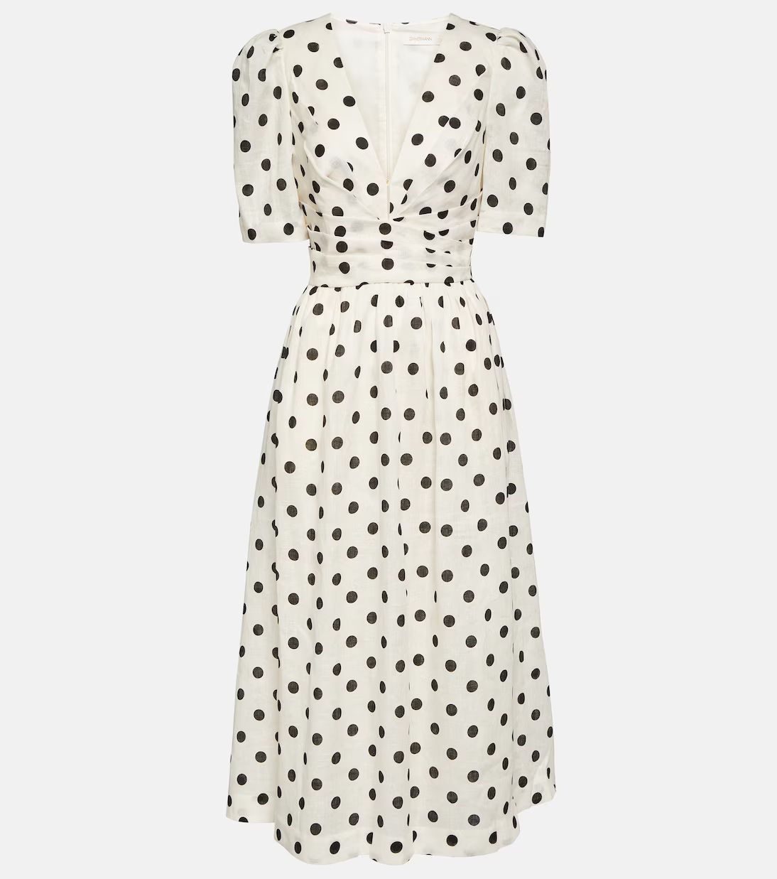 Polka-dot linen midi dress | Mytheresa (US/CA)