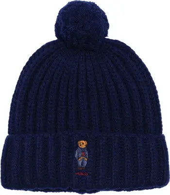 Denim Bear Pompom Beanie | Nordstrom
