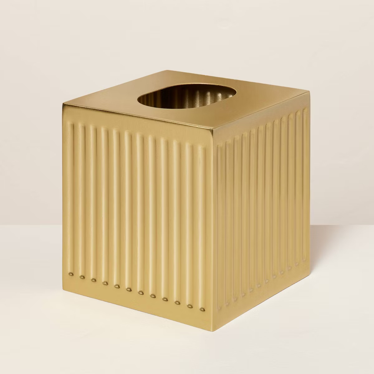 Fluted Brass Bathroom Tissue Box Cover Antique Finish - Hearth & Hand™ with Magnolia | Target