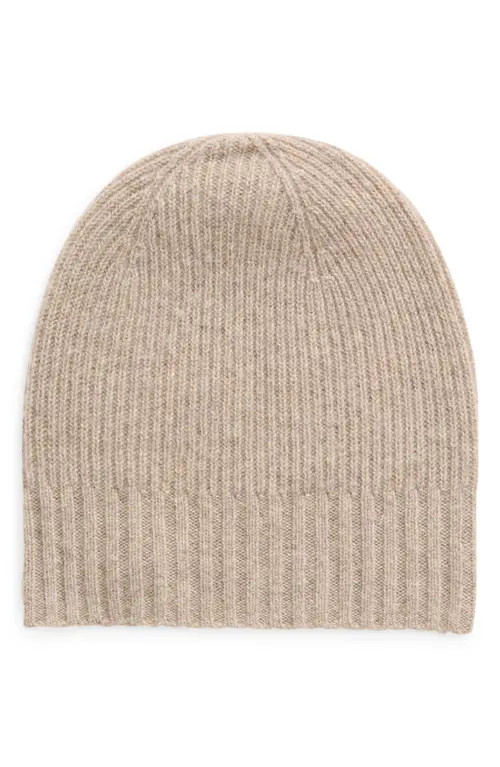 Nordstrom Rib Cashmere Beanie in Beige Bliss at Nordstrom | Nordstrom
