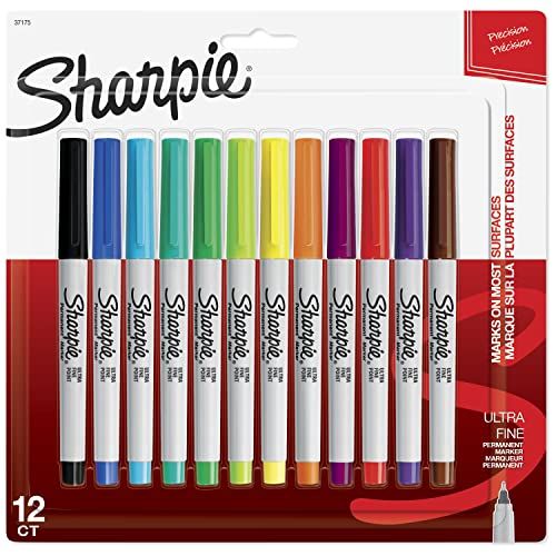 Sharpie 37175PP Permanent Markers, Ultra-Fine Point, Assorted Colors, 12 Pack | Amazon (US)