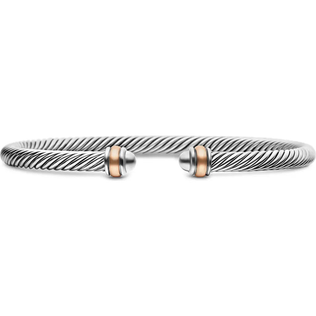 David Yurman Cable Classics Sterling Silver & 18K Yellow Gold Bracelet, 4mm in Rose Gold at Nordstrom, Size Small | Nordstrom