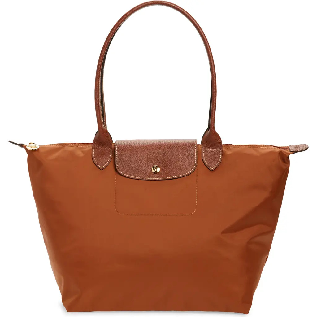 Longchamp Large Le Pliage Recycled Nylon Tote in Cognac at Nordstrom | Nordstrom