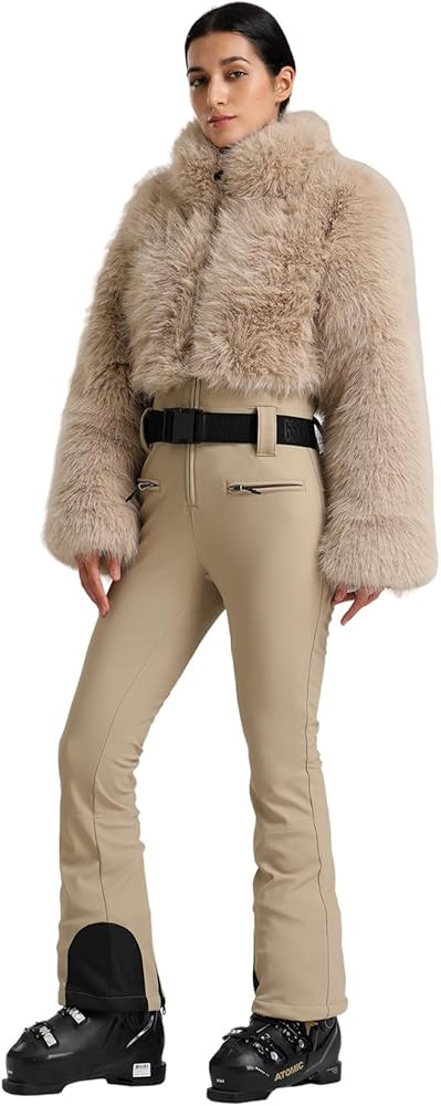 GSOU SNOW Women Ski Suit One Piece Snowsuit Snowboard Faux Fur Collar Slim Jumpsuit Jacket Insula... | Amazon (US)