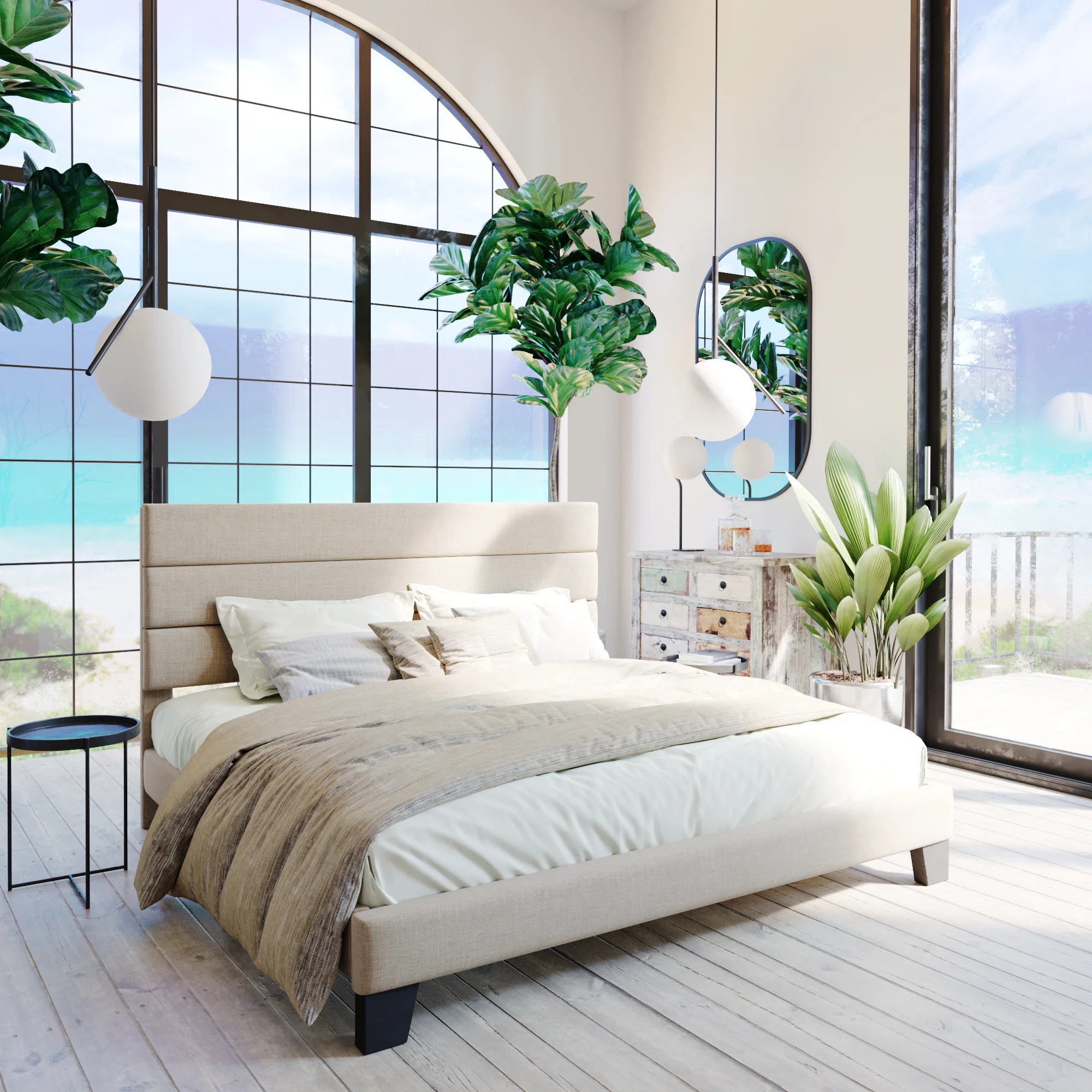 Elison Platform Bed with Fabric Upholstered Headboard and Wooden Slats | Wayfair North America