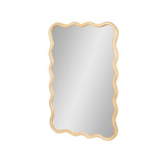 40 in. W x 28 in. H Wavy Rectangle Framed Natural Wood Mirror Vanity Mirror Wall Decor 3906W9612 ... | The Home Depot