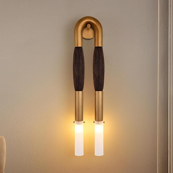 30 Inch Brass Wall Sconce, Decorative Natural Brown Horsehair Vintage sconces Wall Decor with Fro... | Amazon (US)