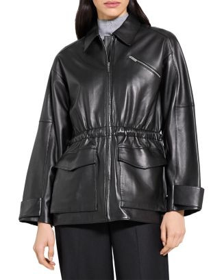 Theory Cinched Zip Up Leather Jacket  | Bloomingdale's Women | Bloomingdale's (US)