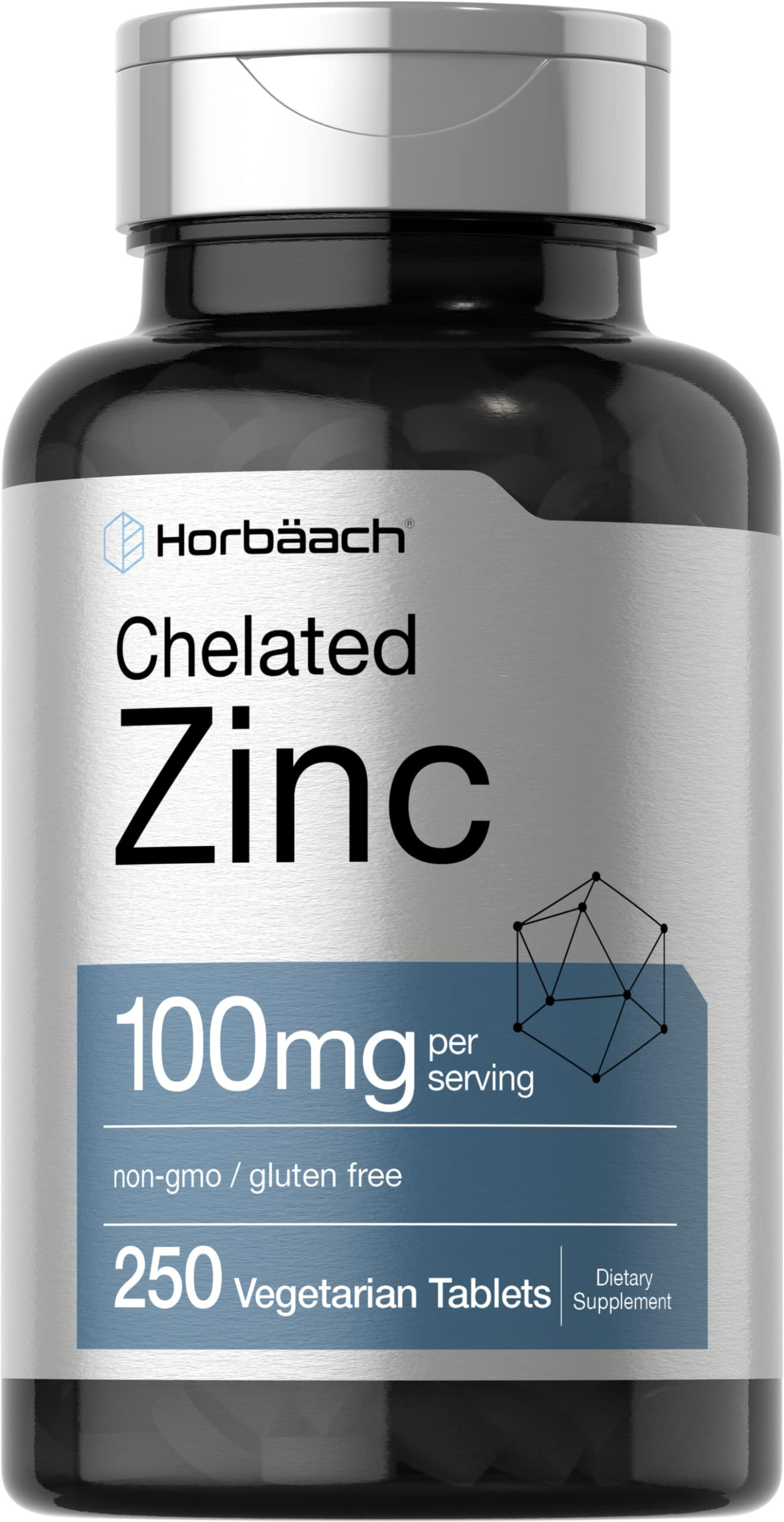 Horbäach Chelated Zinc Supplement 100mg | 250 Tablets | High Potency & Superior Absorption | Veg... | Amazon (US)