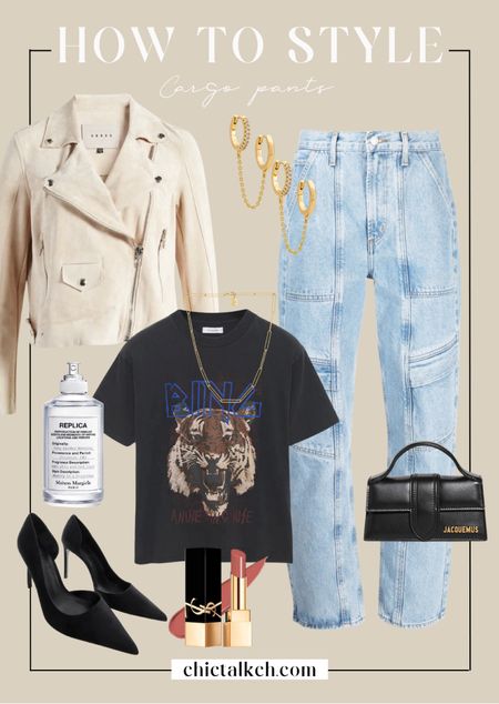 Styling cargo jeans! Revolve, spring outfit, denim outfit, agolde jeans, graphic tee, anine bing, jacquemus bag, black heels. 

#LTKFind #LTKshoecrush #LTKunder100