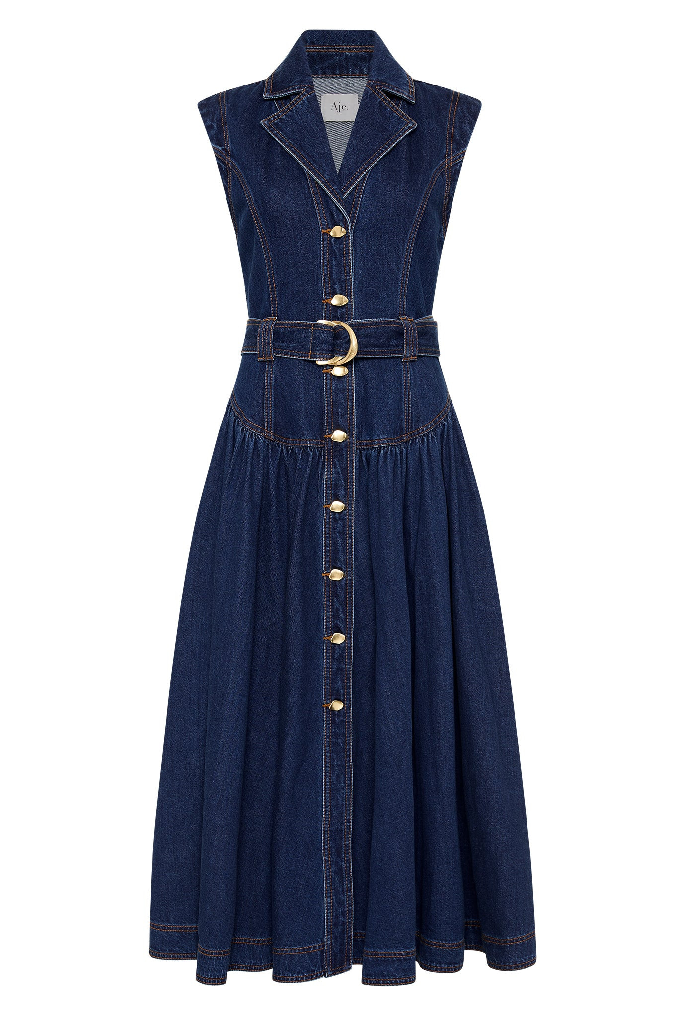 Elena Belted Denim Midi Dress | aje. (Australia and New Zealand)