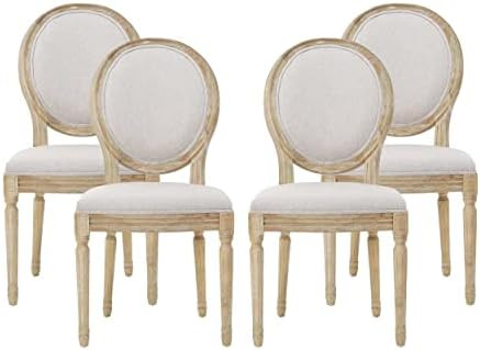 Christopher Knight Home Hilary French Country Fabric Dining Chairs (Set of 4), Beige + Natural | Amazon (US)