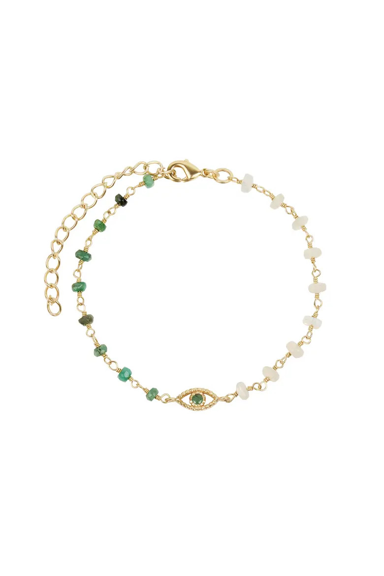 Opal Emerald Evil Eye Charm Gold Plated Women's Bracelet - Soothing Oasis (Women) | Nordstrom | Nordstrom