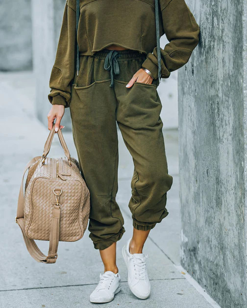 Blanca Cotton Pocketed Joggers - Olive - FINAL SALE | VICI