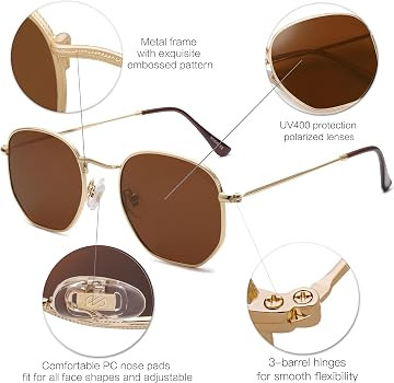SOJOS Square Polarized Sunglasses for Women Men Small Hexagonal Polygon Shades SJ1072 | Amazon (US)
