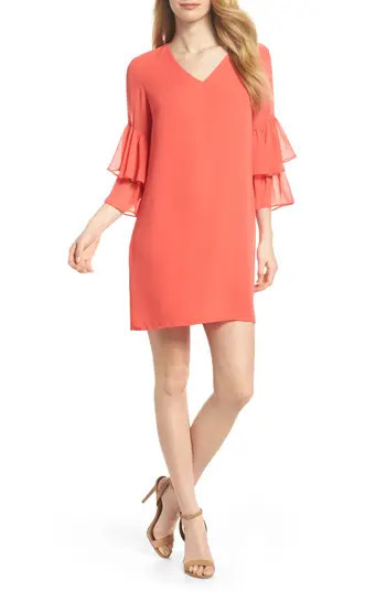 Women's Cece Carmen Tiered Ruffle Sleeve Shift Dress | Nordstrom