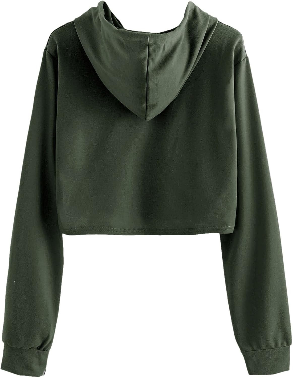 MAKEMECHIC Women's Drawstring Cropped Hoodies Casual Plain Workout Crop Tops Sweatshirt | Amazon (US)