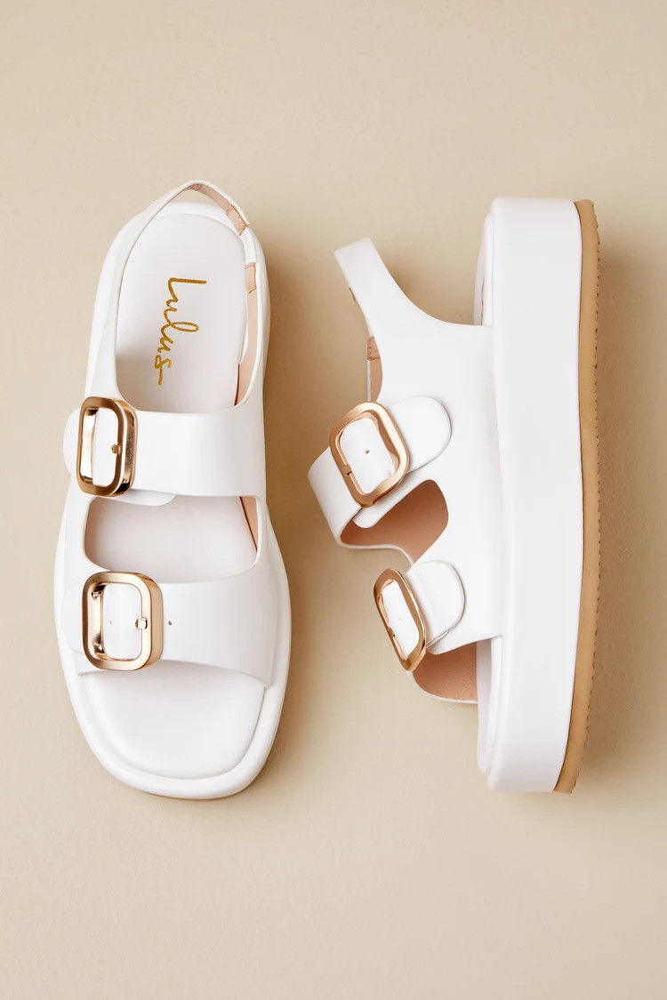 Ezlynn White Buckled Flatform Slingback Sandals | Lulus