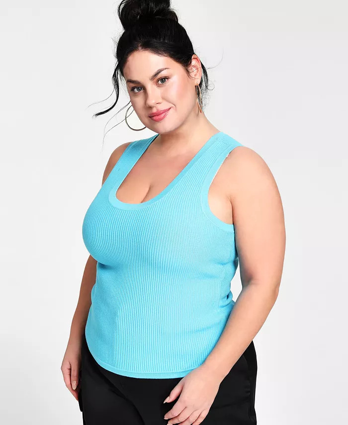 Trendy Plus Size Ribbed Sweater Tank Top | Macy's