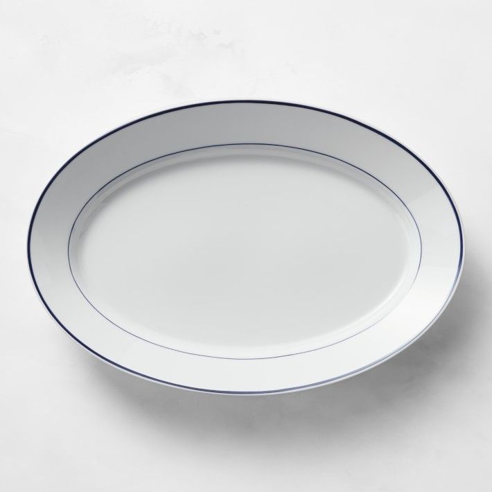 Apilco Tradition Blue-Banded Porcelain Oval Platter | Williams-Sonoma