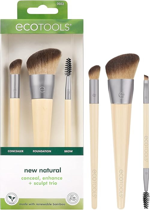 EcoTools New Natural Conceal, Enhance, & Sculpt Trio, Makeup Brushes For Foundation, Concealer, &... | Amazon (US)