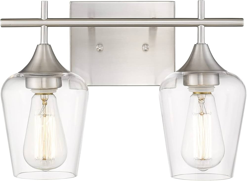 Osimir Bathroom Light Fixtures-Modern Farmhouse 2 Light Vanity Fixture - Bathroom Light in Satin ... | Amazon (US)