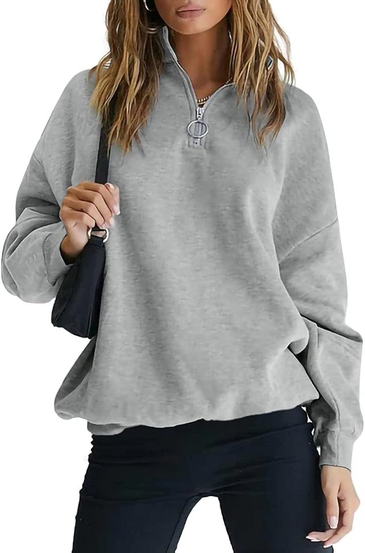 SySea Women's Causal 1/4 Zip Sweatshirts Long Sleeve Lapel Solid Loose Activewear Pullover Tops | Amazon (US)