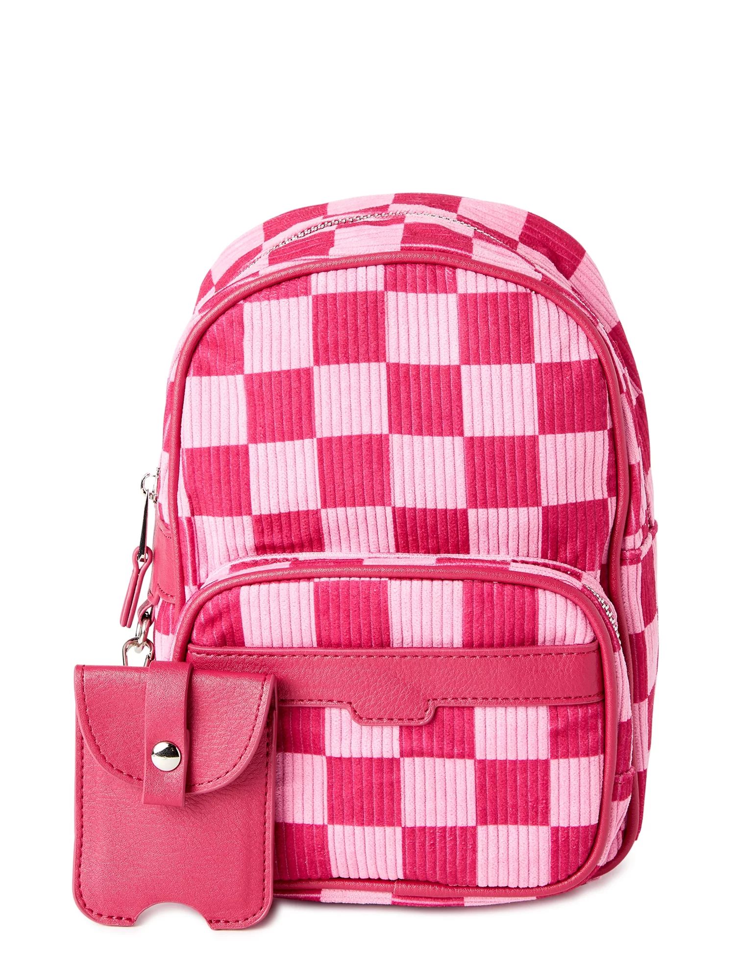 No Boundaries Women's Hands-Free Convertible Backpack Rose Sangria Checker - Walmart.com | Walmart (US)