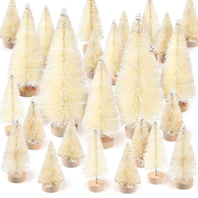 SATINIOR 60 Pieces Artificial Mini Christmas Tree Sisal Snow Trees Bottle Brush Christmas Trees P... | Amazon (US)