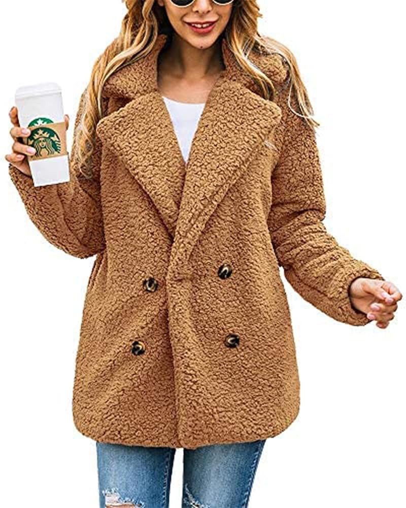 PRETTYGARDEN Women's 2023 Fashion Winter Coat Long Sleeve Lapel Zip Up Faux Shearling Shaggy Over... | Amazon (US)