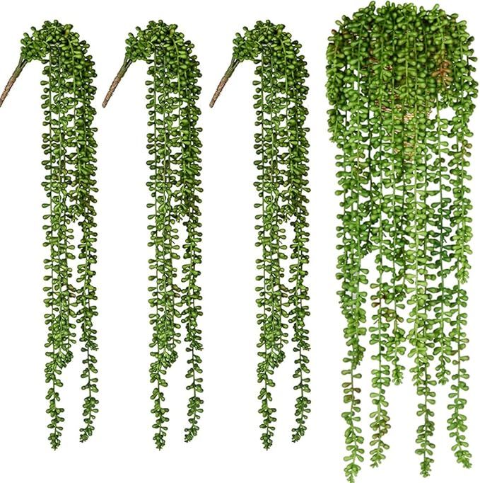 3pcs Artificial Fake String of Pearls Plant Faux Succulents Hanging Plants for Wall Home Garden D... | Amazon (CA)