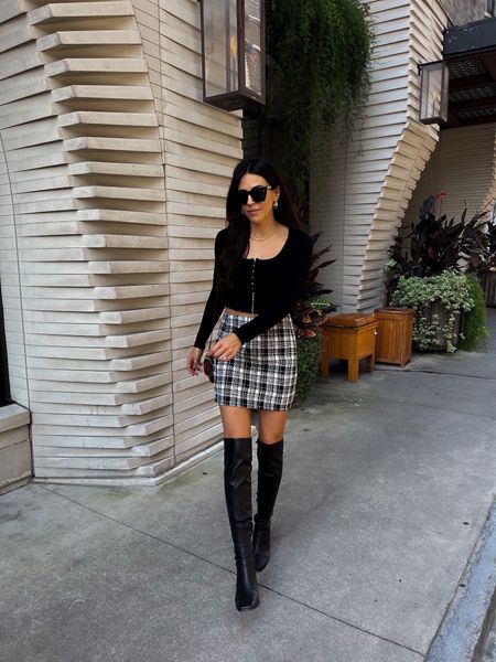 Fall outfit OOTD… gingham plaid skirt, leather OTK boots, cropped black sweater 

#LTKshoecrush #LTKSeasonal #LTKunder50