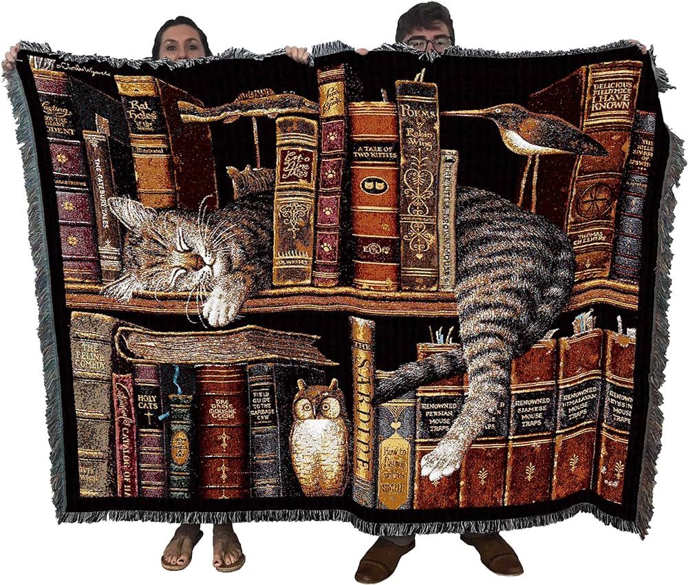 Pure Country Weavers Frederick The Literate Cat Blanket by Charles Wysocki - Gift for Cat Lovers ... | Amazon (US)