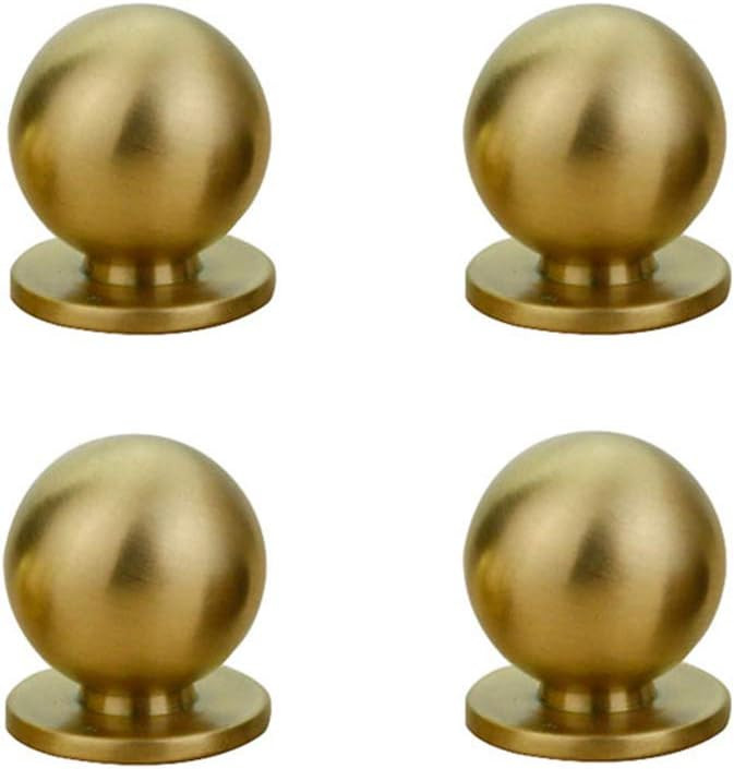 RZDEAL 4pcs 19MM Diameter Round Solid Brass Pulls Antique Cabinet Drawer Small Handles Modern Min... | Amazon (US)