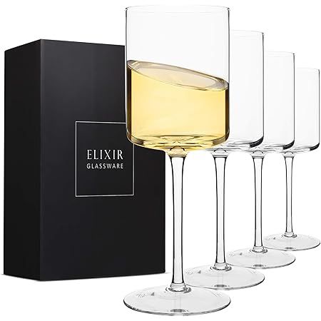 JoyJolt White Wine Glasses – Claire Collection 11.4 Ounce Wine Glasses Set of 2 – Deluxe Crys... | Amazon (US)