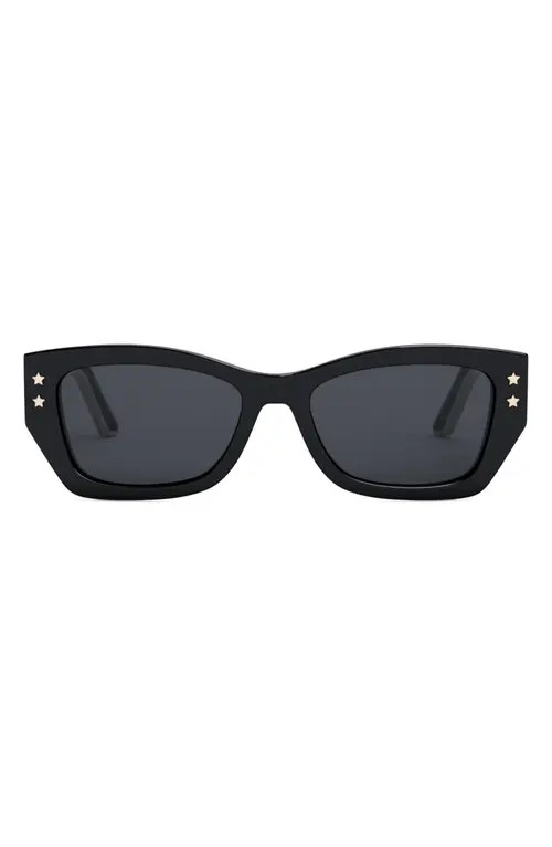 'DiorPacific S2U 53mm Rectangular Sunglasses in Shiny Black /Smoke at Nordstrom | Nordstrom