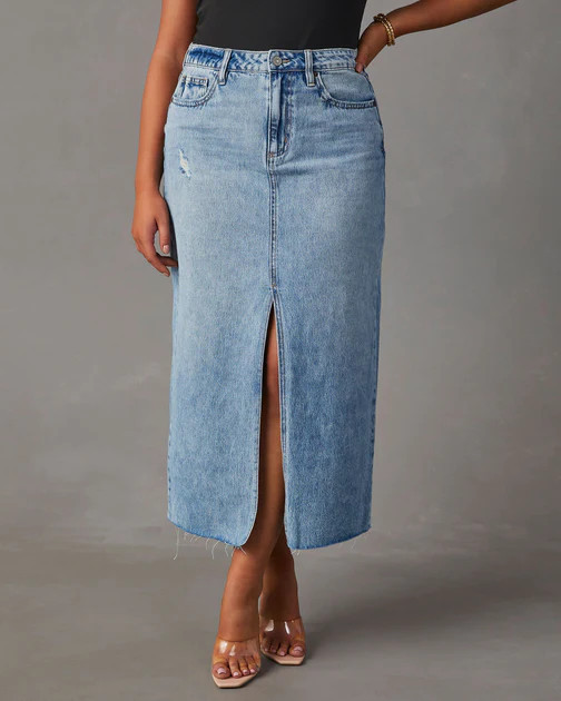 Lavigne Denim Midi Skirt - Light Wash | VICI