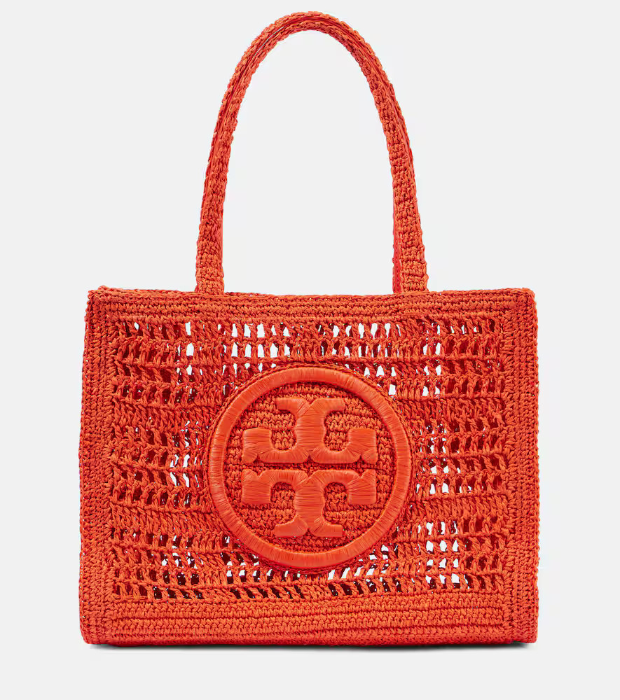 Tory Burch Ella Small crochet raffia tote bag | Mytheresa (US/CA)