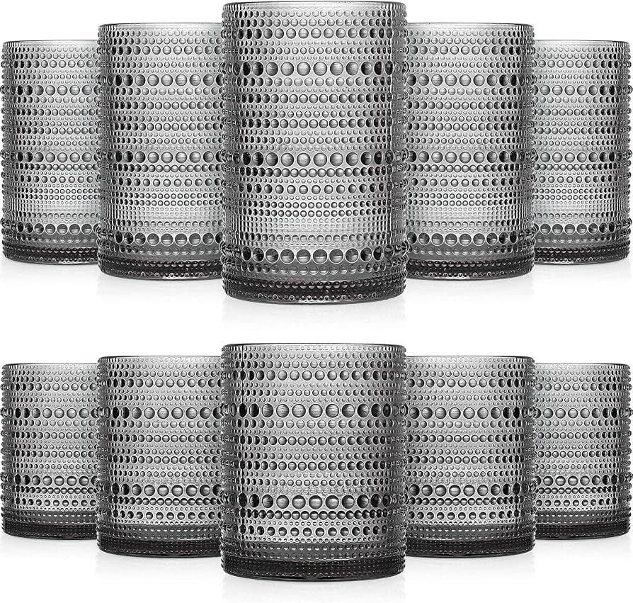 Foaincore Hobnail Drinking Glasses Set Vintage Glassware Old Fashioned Beverage Glasses Highball ... | Amazon (US)