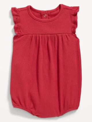 Unisex Ruffle-Sleeve Rib-Knit Romper for Baby | Old Navy (US)