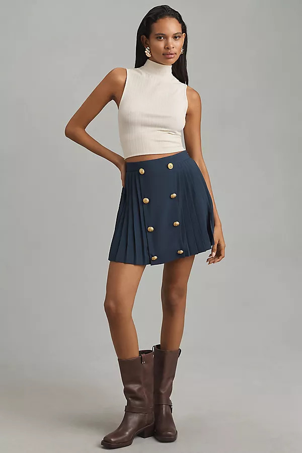 Hutch Button-Front Mini Skirt | Anthropologie (US)