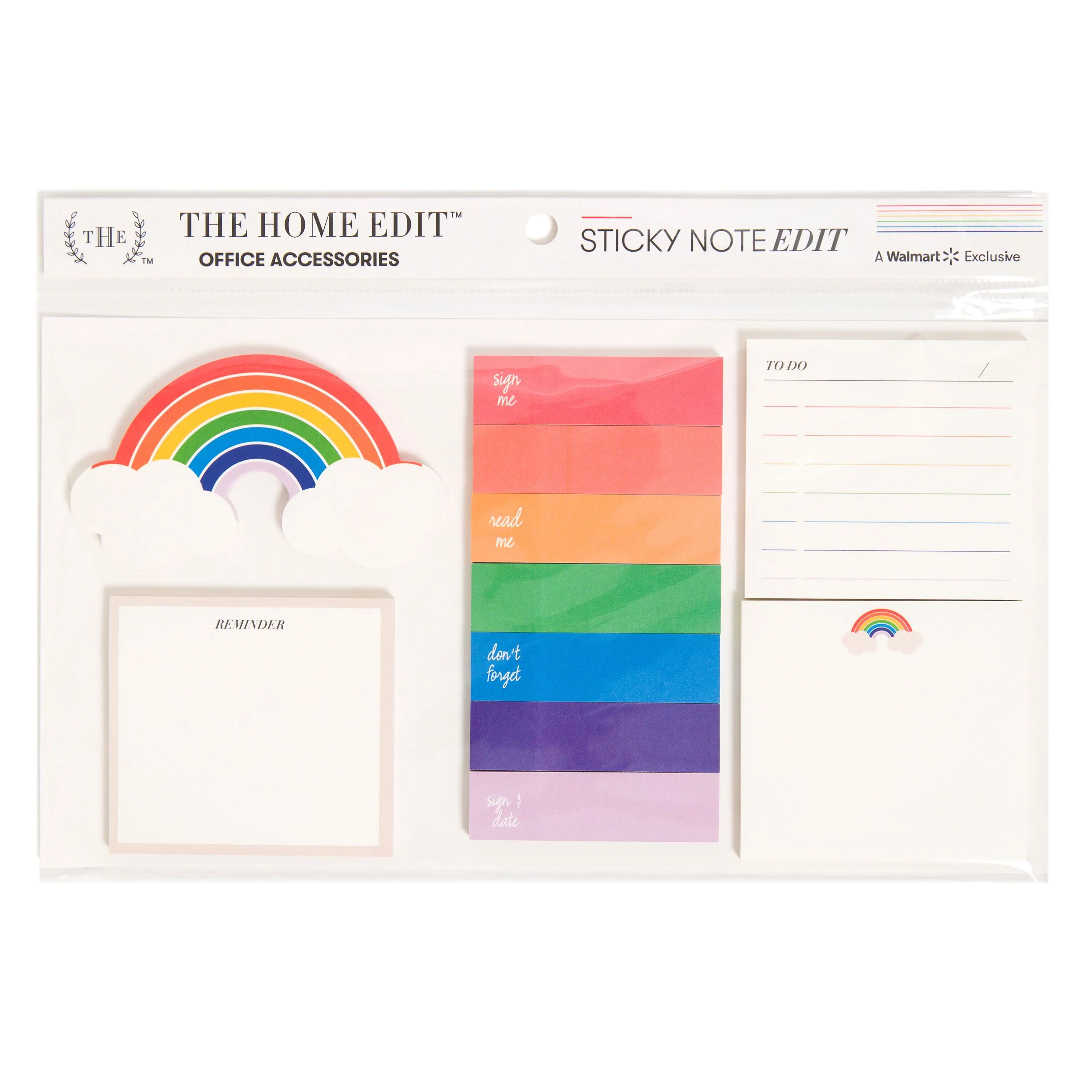 The Home Edit Sticky Note Set, 11 Pads, Multi-Color, 3" x 3", Paper Notes and Flags, Rainbow  634... | Walmart (US)