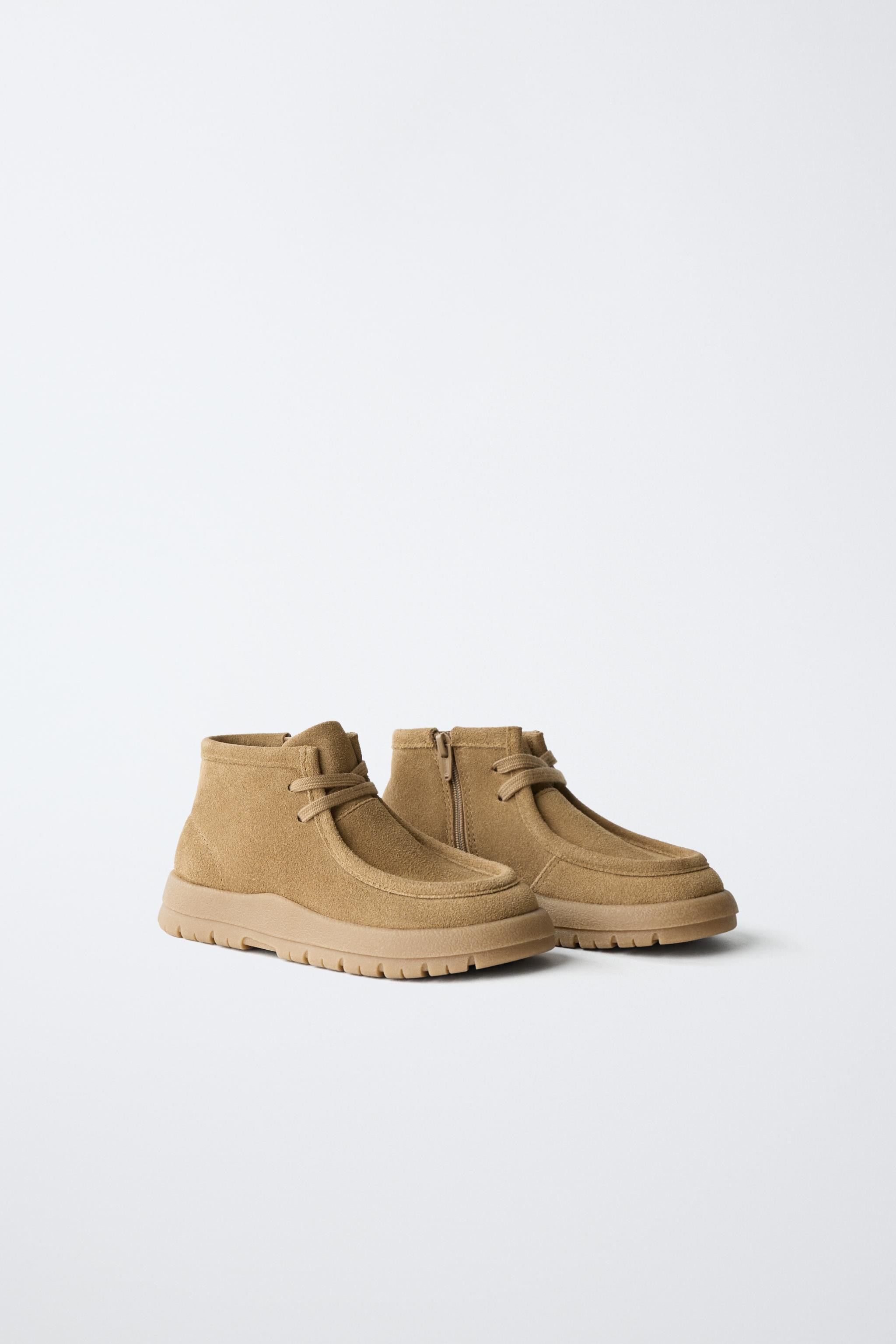 100% leather ankle boots with a suede finish. Features side zip closure and adjustable laces. Des... | Zara US