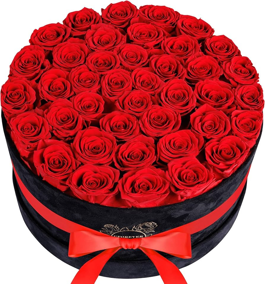 Luxury Preserved Roses in Suede Box - Flower Roses Gifts for Women, Valentines Day Flowers Mother... | Amazon (US)