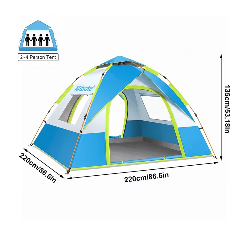 Mibote 2-4Person Camping Tent,Auto Setup Pop Up Tent,Waterproof,Huge Door & Windows for Camping,H... | Walmart (US)