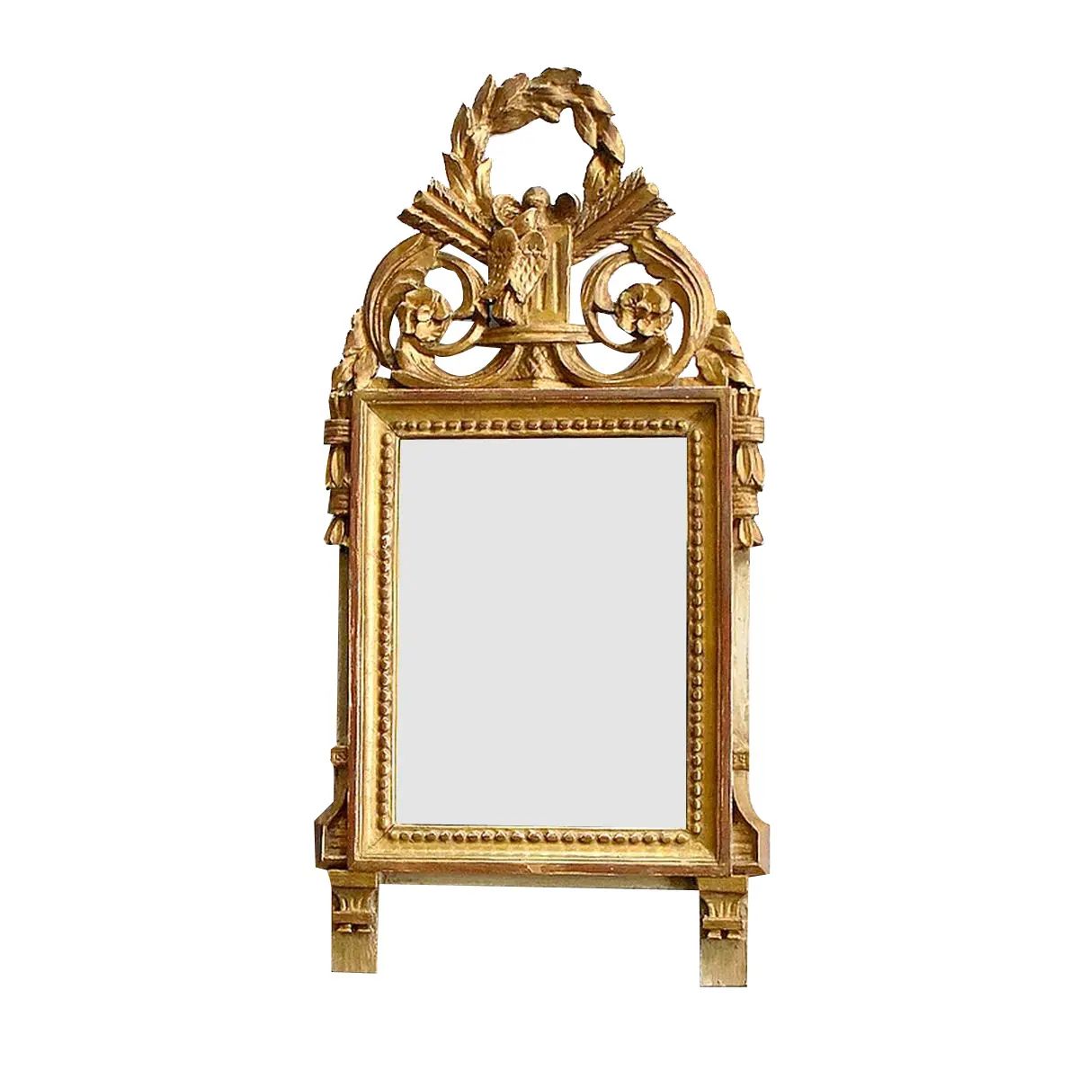 Small Antique Louis XVI Style Giltwood Mirror | Chairish