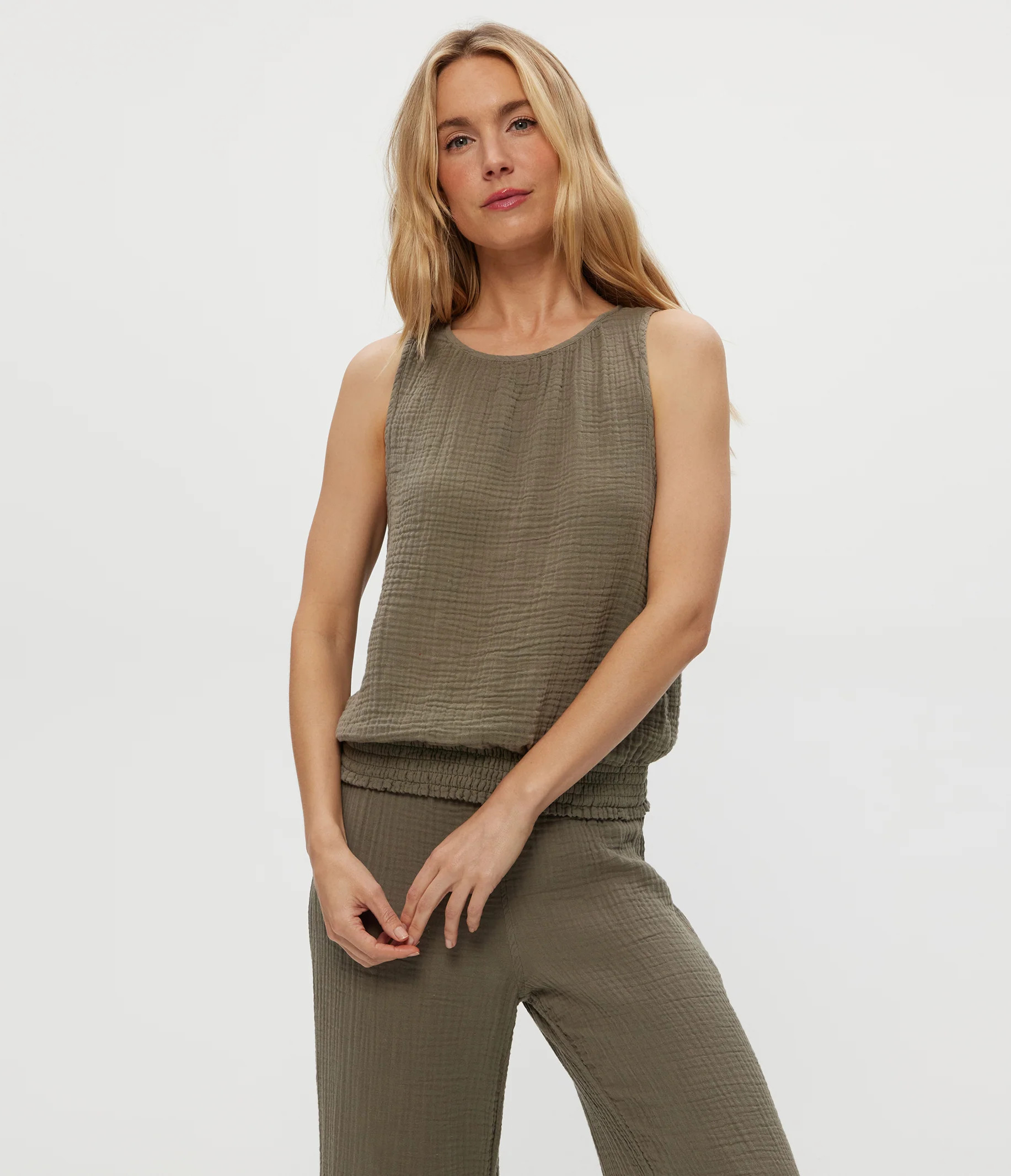 Variant options: Janelle Tie Neck Tank | MichaelStars.com