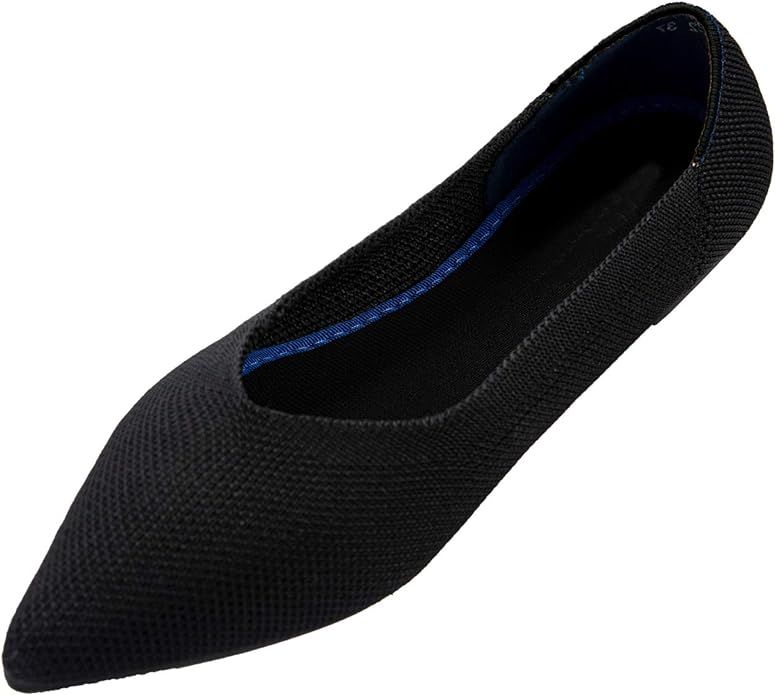 Defire Women's Flats Pointed Toe Black Knit Flats Shoes Ballet Flat Loafer Shoes Black Business W... | Amazon (US)