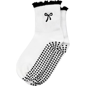 Jeyiour Summer Cute Pilates Socks Women Bow Nonslip Ruffle Yoga Socks with Grip Barre Pilates Gif... | Amazon (US)