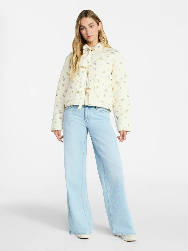 No Boundaries Quilted Bow Jacket, Women's XXS-XXL | Walmart (US)